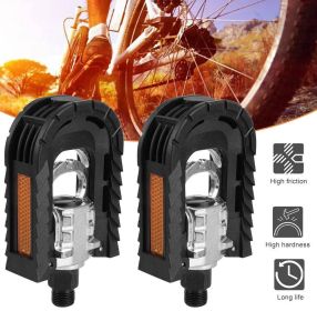 Bike Pedals Bicycle Folding Pedal Aluminum Alloy Mountain Foot Pedal Set (Color: black)