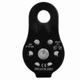 26KN Aluminium Alloy Heavy Duty Single Swivel Rope Pulley Block for 12mm Rope (black) (Color: black)