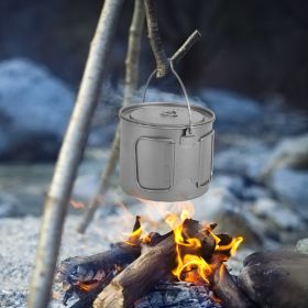 1100ml Titanium Pot Ultralight Portable Hanging Pot with Lid and Foldable Handle Outdoor Camping Hiking Backpacking (Option: as picture)