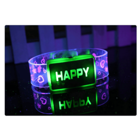 Glow Bracelet Running Lights for Runners Safety Wristband Ankle Reflective Strips (Color: HAPPY green)