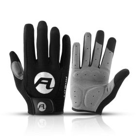 Bicycle Full Finger Cycling Bike Gloves Absorbing Sweat for Men and Women Bicycle Riding Outdoor Sports Protector (Color: black, size: M)
