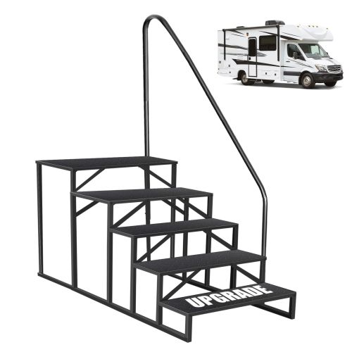 Hot Tub Steps Outdoor, 2 RV Steps with Handrail, Portable RV Stairs 3 Step, Heavy Duty Truck Camper Steps Ladders for Travel Trailers, 5th Wheel