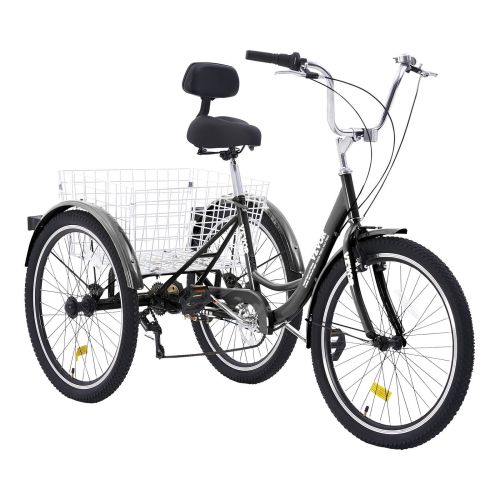 VEVOR Adult Tricycles Bike, 7 Speed Adult Trikes, 20 Inch Three-Wheeled Bicycles, Carbon Steel Cruiser Bike with Basket and Adjustable Seat