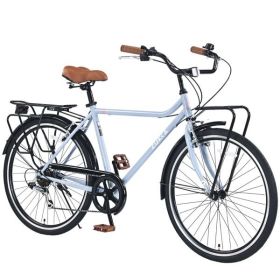 7 Speed, Steel Frame, Multiple Colors 26 Inch Vintage Style Bike,Retro Commute Bike for Women and Men (Color: As Picture)